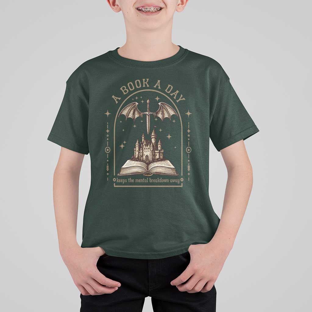 Fantasy Book Lover T Shirt For Kid A Book A Day Keeps The Mental Breakdown Away - Wonder Print Shop