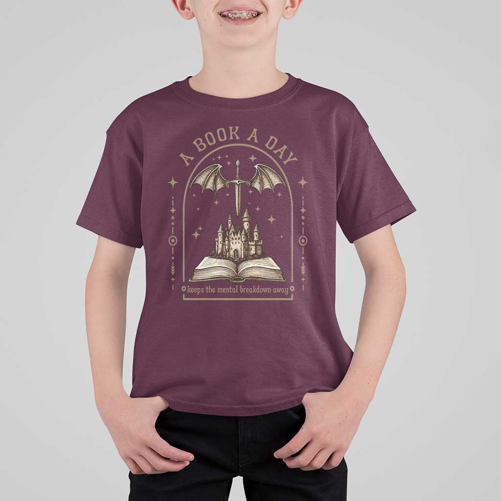 Fantasy Book Lover T Shirt For Kid A Book A Day Keeps The Mental Breakdown Away - Wonder Print Shop