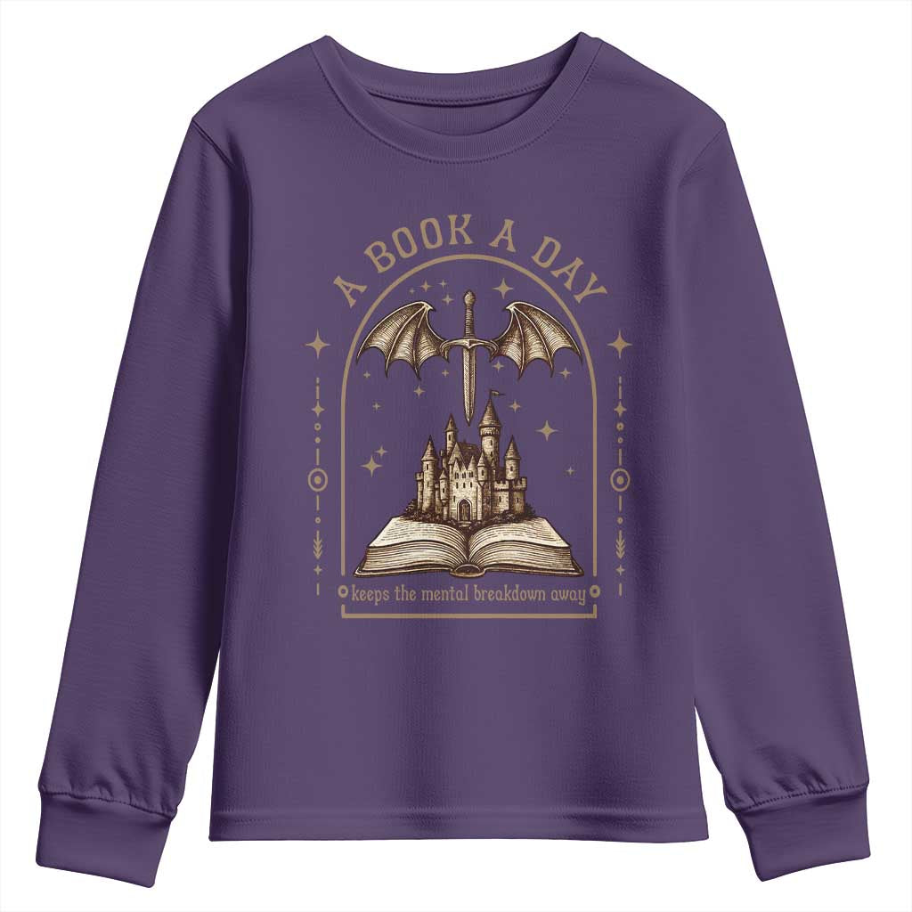 Fantasy Book Lover Youth Sweatshirt A Book A Day Keeps The Mental Breakdown Away - Wonder Print Shop
