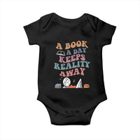 A Book A Day Keeps Reality Away Baby Onesie Cute Girl Book Lover - Wonder Print Shop