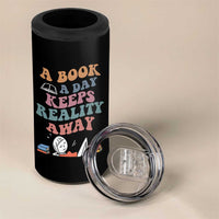 A Book A Day Keeps Reality Away 4 in 1 Can Cooler Tumbler Cute Girl Book Lover
