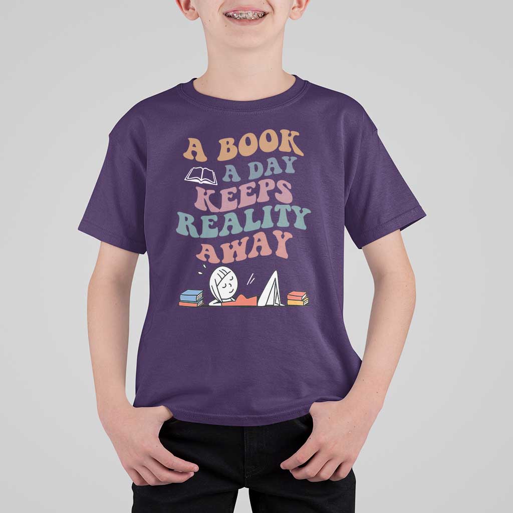 A Book A Day Keeps Reality Away T Shirt For Kid Cute Girl Book Lover - Wonder Print Shop