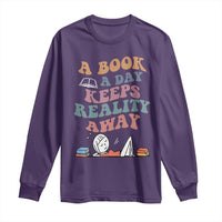 A Book A Day Keeps Reality Away Long Sleeve Shirt Cute Girl Book Lover - Wonder Print Shop