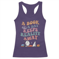 A Book A Day Keeps Reality Away Racerback Tank Top Cute Girl Book Lover - Wonder Print Shop