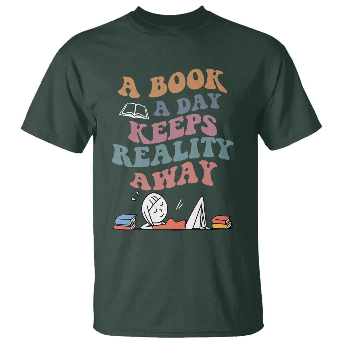 A Book A Day Keeps Reality Away T Shirt Cute Girl Book Lover - Wonder Print Shop