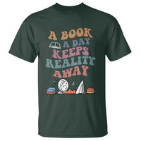 A Book A Day Keeps Reality Away T Shirt Cute Girl Book Lover - Wonder Print Shop