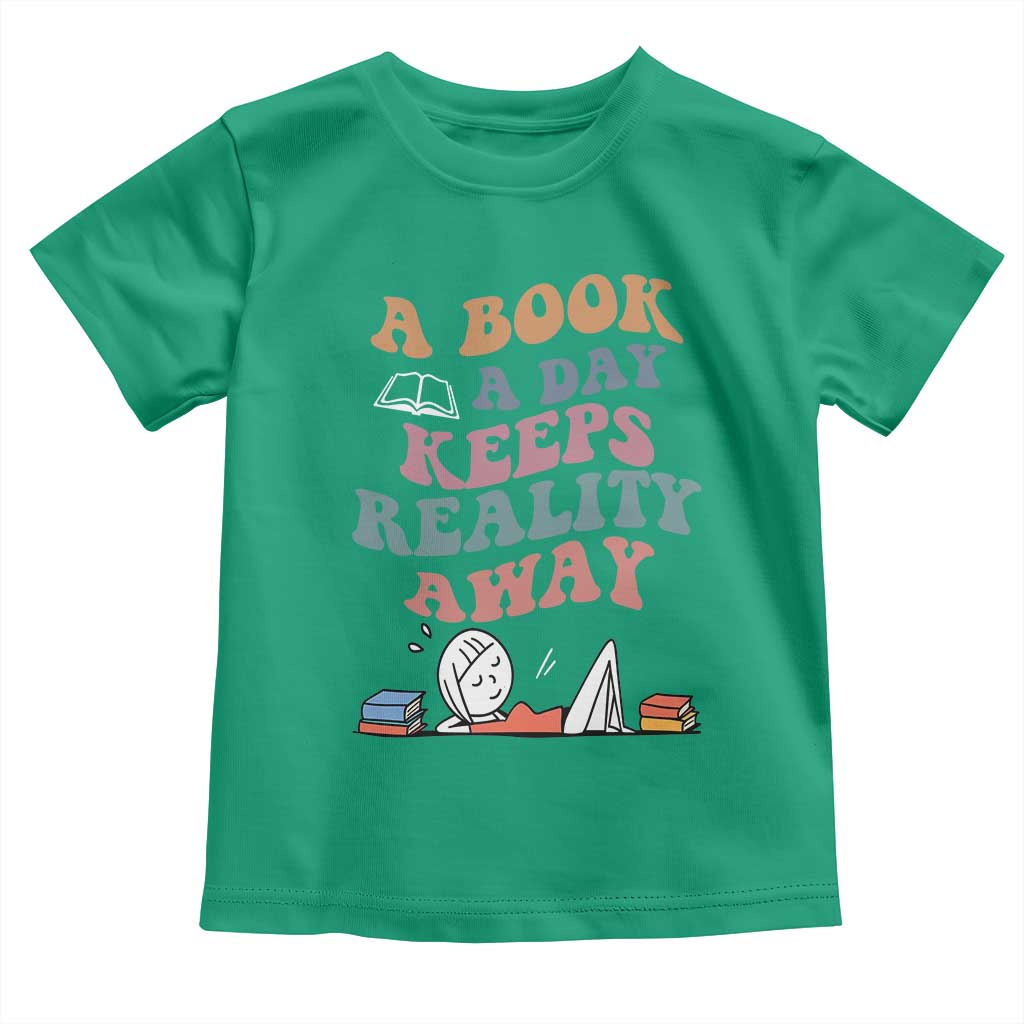 A Book A Day Keeps Reality Away Toddler T Shirt Cute Girl Book Lover - Wonder Print Shop