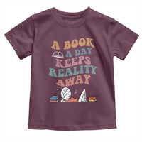 A Book A Day Keeps Reality Away Toddler T Shirt Cute Girl Book Lover - Wonder Print Shop