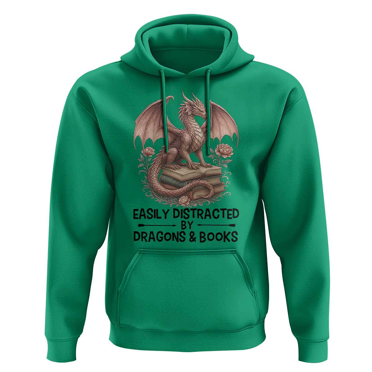 Easily Distracted By Dragon And Books Hoodie Funny Book Lover - Wonder Print Shop