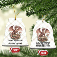 Easily Distracted By Dragon And Books Ceramic Ornament Funny Book Lover - Wonder Print Shop