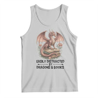 Easily Distracted By Dragon And Books Tank Top Funny Book Lover - Wonder Print Shop