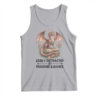 Easily Distracted By Dragon And Books Tank Top Funny Book Lover - Wonder Print Shop