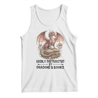 Easily Distracted By Dragon And Books Tank Top Funny Book Lover - Wonder Print Shop