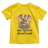 Easily Distracted By Dragon And Books Toddler T Shirt Funny Book Lover - Wonder Print Shop