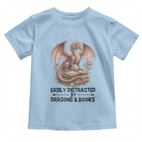 Easily Distracted By Dragon And Books Toddler T Shirt Funny Book Lover - Wonder Print Shop