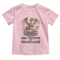 Easily Distracted By Dragon And Books Toddler T Shirt Funny Book Lover - Wonder Print Shop