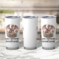 Easily Distracted By Dragon And Books Tumbler Cup Funny Book Lover