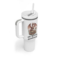 Easily Distracted By Dragon And Books Tumbler With Handle Funny Book Lover
