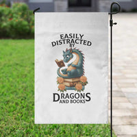 Easily Distracted By Dragon And Books Garden Flag Cute Book Lover Gift - Wonder Print Shop