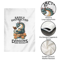 Easily Distracted By Dragon And Books Garden Flag Cute Book Lover Gift - Wonder Print Shop