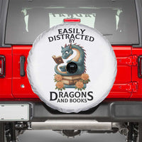Easily Distracted By Dragon And Books Spare Tire Cover Cute Book Lover Gift - Wonder Print Shop