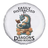 Easily Distracted By Dragon And Books Spare Tire Cover Cute Book Lover Gift - Wonder Print Shop