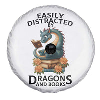 Easily Distracted By Dragon And Books Spare Tire Cover Cute Book Lover Gift - Wonder Print Shop