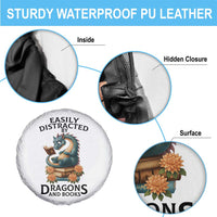 Easily Distracted By Dragon And Books Spare Tire Cover Cute Book Lover Gift - Wonder Print Shop