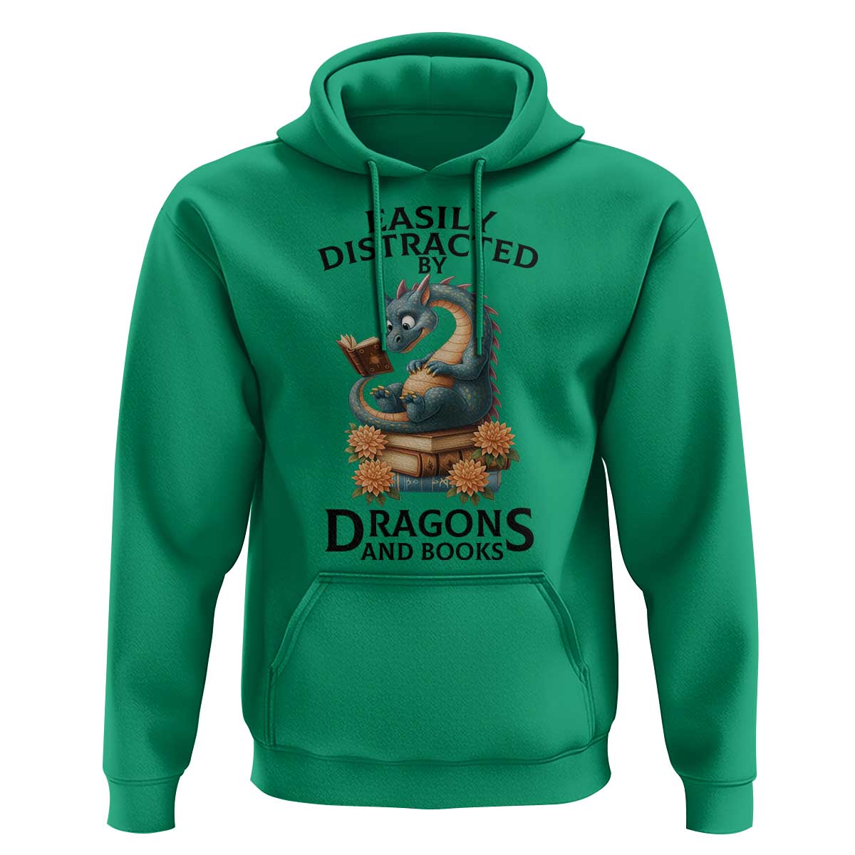 Easily Distracted By Dragon And Books Hoodie Cute Book Lover Gift - Wonder Print Shop