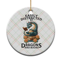 Easily Distracted By Dragon And Books Ceramic Ornament Cute Book Lover Gift - Wonder Print Shop