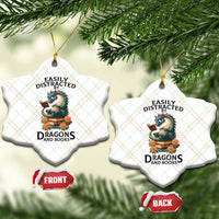 Easily Distracted By Dragon And Books Ceramic Ornament Cute Book Lover Gift - Wonder Print Shop