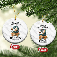 Easily Distracted By Dragon And Books Ceramic Ornament Cute Book Lover Gift - Wonder Print Shop