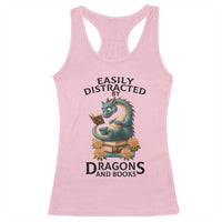 Easily Distracted By Dragon And Books Racerback Tank Top Cute Book Lover Gift - Wonder Print Shop