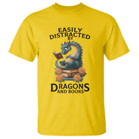 Easily Distracted By Dragon And Books T Shirt Cute Book Lover Gift - Wonder Print Shop