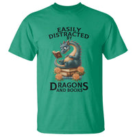 Easily Distracted By Dragon And Books T Shirt Cute Book Lover Gift - Wonder Print Shop