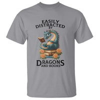 Easily Distracted By Dragon And Books T Shirt Cute Book Lover Gift - Wonder Print Shop