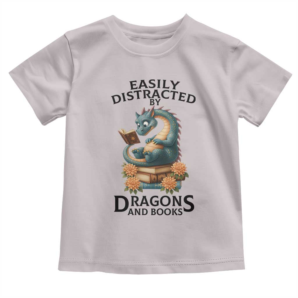 Easily Distracted By Dragon And Books Toddler T Shirt Cute Book Lover Gift - Wonder Print Shop
