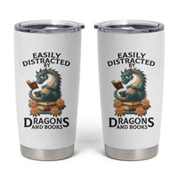 Easily Distracted By Dragon And Books Tumbler Cup Cute Book Lover Gift