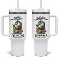 Easily Distracted By Dragon And Books Tumbler With Handle Cute Book Lover Gift