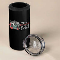 Easily Distracted By Cats And Books 4 in 1 Can Cooler Tumbler Funny Book Lover Gift