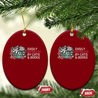 Easily Distracted By Cats And Books Ceramic Ornament Funny Book Lover Gift - Wonder Print Shop