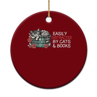Easily Distracted By Cats And Books Ceramic Ornament Funny Book Lover Gift - Wonder Print Shop