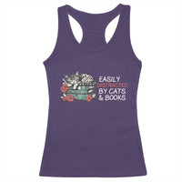 Easily Distracted By Cats And Books Racerback Tank Top Funny Book Lover Gift - Wonder Print Shop
