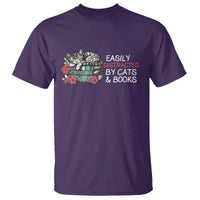 Easily Distracted By Cats And Books T Shirt Funny Book Lover Gift - Wonder Print Shop
