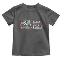 Easily Distracted By Cats And Books Toddler T Shirt Funny Book Lover Gift - Wonder Print Shop