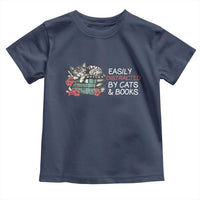 Easily Distracted By Cats And Books Toddler T Shirt Funny Book Lover Gift - Wonder Print Shop