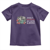 Easily Distracted By Cats And Books Toddler T Shirt Funny Book Lover Gift - Wonder Print Shop
