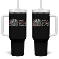 Easily Distracted By Cats And Books Tumbler With Handle Funny Book Lover Gift
