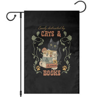 Cute Bookworm Gift Garden Flag Easily Distracted By Cats And Books - Wonder Print Shop