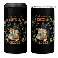 Cute Bookworm Gift 4 in 1 Can Cooler Tumbler Easily Distracted By Cats And Books